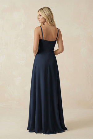 Spaghetti Strap Chiffon A - Line Bridesmaid Dress in Dark Navy - KISS BRIDAL Bridesmaid Dresses