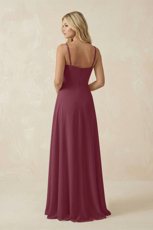 Spaghetti Strap Chiffon A-Line Bridesmaid Dress in Desert Rose (2) | KISSBRIDAL