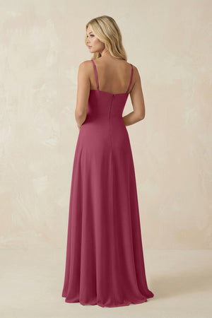 Spaghetti Strap Chiffon A - Line Bridesmaid Dress in Desert Rose - KISS BRIDAL Bridesmaid Dresses