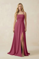 Spaghetti Strap Chiffon A - Line Bridesmaid Dress in Desert Rose - KISS BRIDAL Bridesmaid Dresses