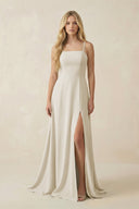 Spaghetti Strap Chiffon A - Line Bridesmaid Dress in Dove Gray - SHE IS ME Bridesmaid Dresses