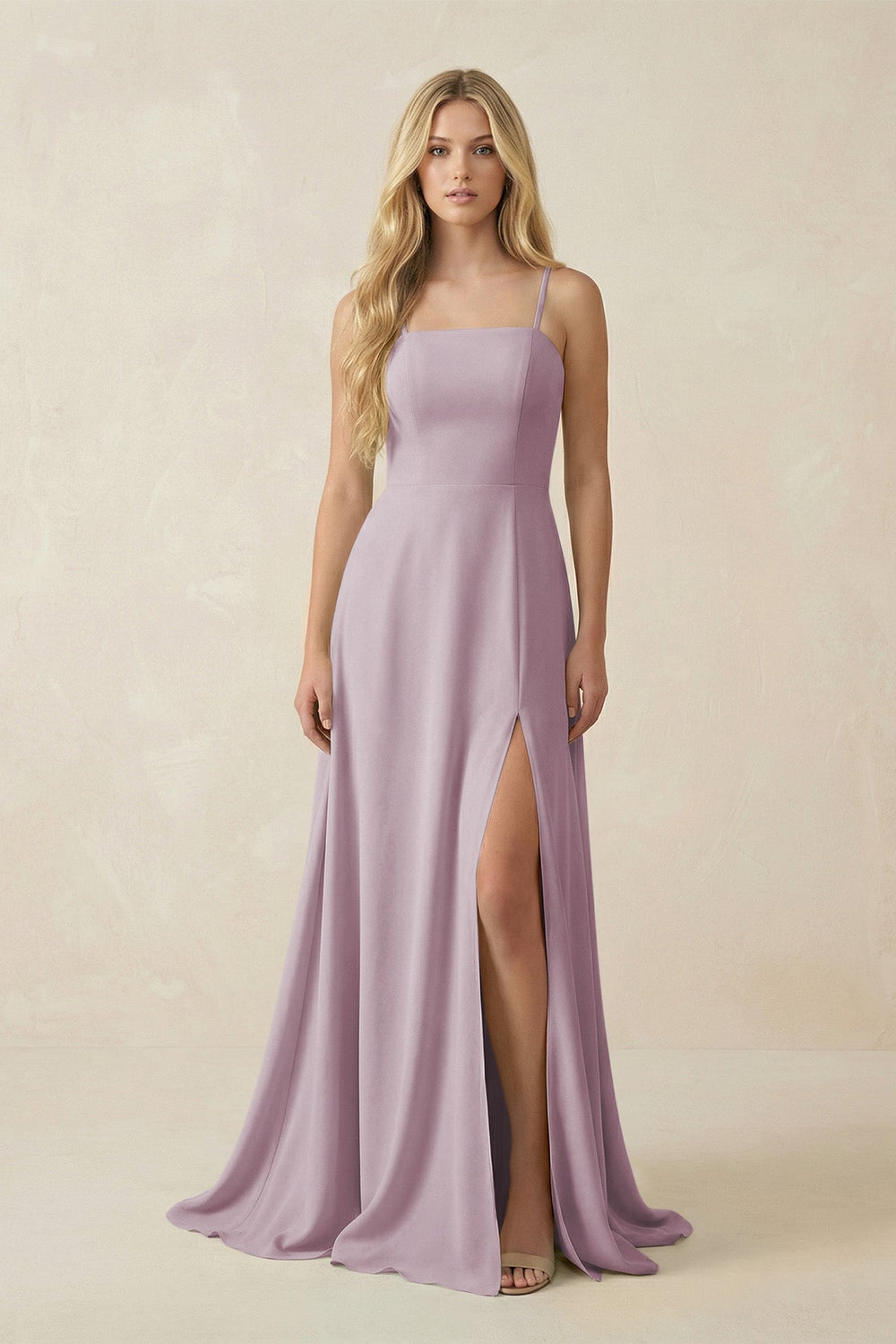 Spaghetti Strap Chiffon A - Line Bridesmaid Dress in Dusk - KISS BRIDAL Bridesmaid Dresses
