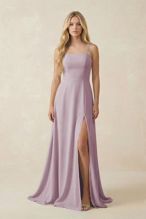 Spaghetti Strap Chiffon A - Line Bridesmaid Dress in Dusk - KISS BRIDAL Bridesmaid Dresses
