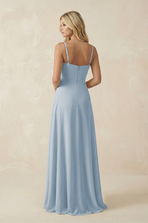 Spaghetti Strap Chiffon A - Line Bridesmaid Dress in Dusty Blue - KISS BRIDAL Bridesmaid Dresses