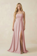 Spaghetti Strap Chiffon A - Line Bridesmaid Dress in Dusty Rose - KISS BRIDAL Bridesmaid Dresses