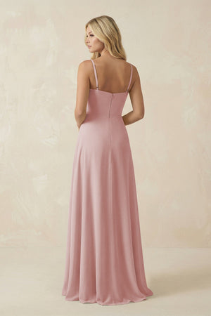 Spaghetti Strap Chiffon A - Line Bridesmaid Dress in Dusty Rose - KISS BRIDAL Bridesmaid Dresses