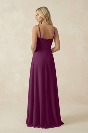 Spaghetti Strap Chiffon A - Line Bridesmaid Dress in Fig - KISS BRIDAL Bridesmaid Dresses