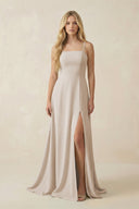 Spaghetti Strap Chiffon A - Line Bridesmaid Dress in Frost - KISS BRIDAL Bridesmaid Dresses