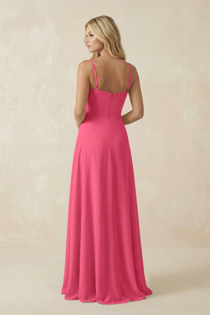 Spaghetti Strap Chiffon A - Line Bridesmaid Dress in Fuchsia - KISS BRIDAL Bridesmaid Dresses