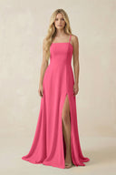 Spaghetti Strap Chiffon A - Line Bridesmaid Dress in Fuchsia - KISS BRIDAL Bridesmaid Dresses