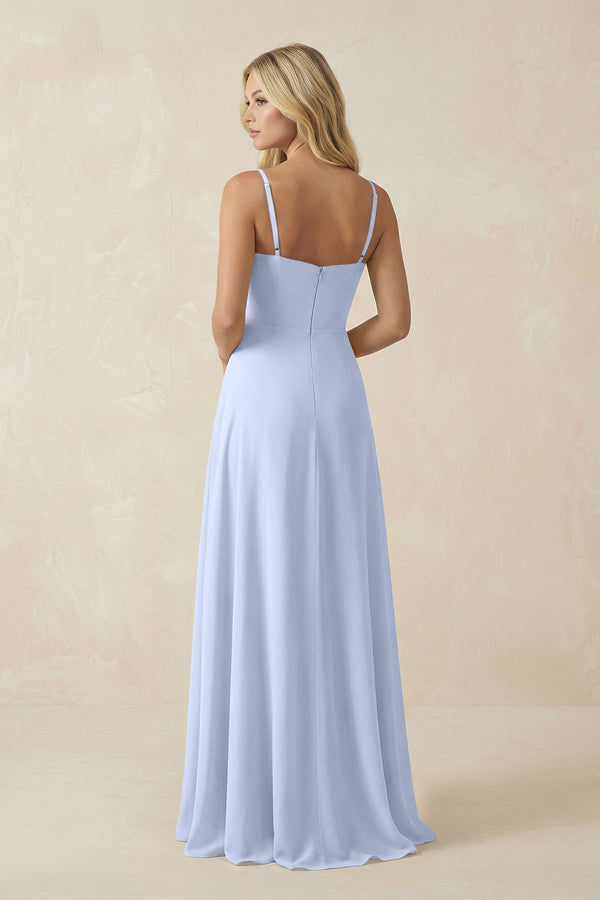 Spaghetti Strap Chiffon A - Line Bridesmaid Dress in Ice - KISS BRIDAL Bridesmaid Dresses