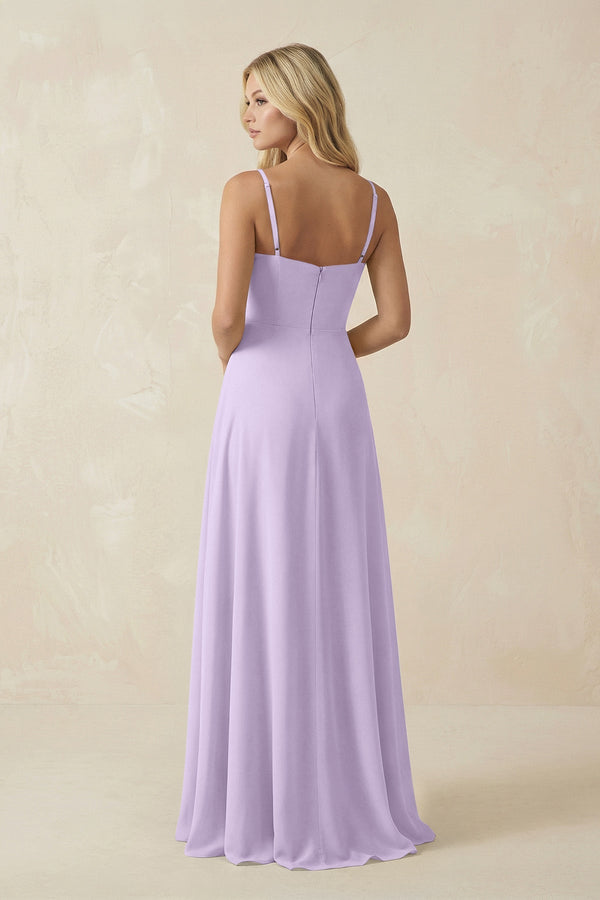 Spaghetti Strap Chiffon A - Line Bridesmaid Dress in Lavender - KISS BRIDAL Bridesmaid Dresses