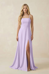 Spaghetti Strap Chiffon A - Line Bridesmaid Dress in Lavender - KISS BRIDAL Bridesmaid Dresses