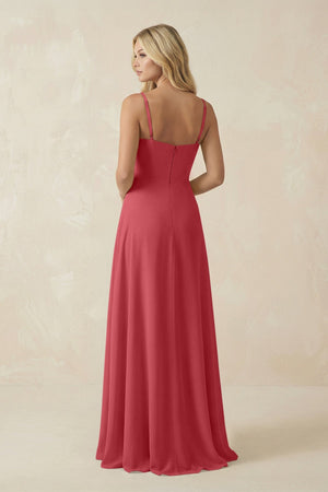 Spaghetti Strap Chiffon A - Line Bridesmaid Dress in Merlot - KISS BRIDAL Bridesmaid Dresses