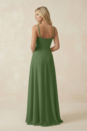 Spaghetti Strap Chiffon A - Line Bridesmaid Dress in Moss - KISS BRIDAL Bridesmaid Dresses