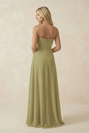 Spaghetti Strap Chiffon A-Line Bridesmaid Dress in Moss Green (2) | KISSBRIDAL