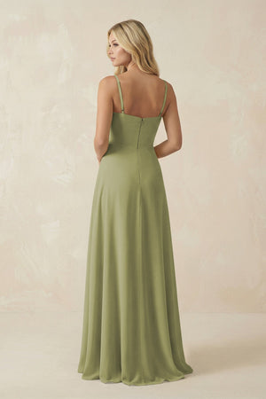 Spaghetti Strap Chiffon A - Line Bridesmaid Dress in Moss Green - SHE IS ME Bridesmaid Dresses