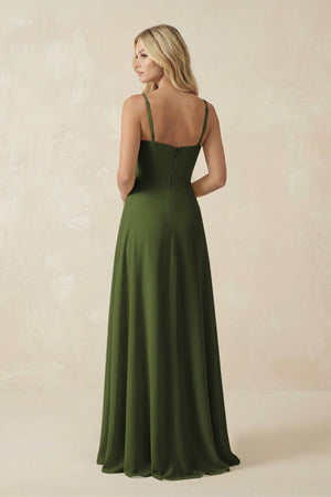 Spaghetti Strap Chiffon A - Line Bridesmaid Dress in Olive - KISS BRIDAL Bridesmaid Dresses