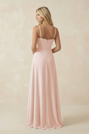 Spaghetti Strap Chiffon A - Line Bridesmaid Dress in Pale Blush - KISS BRIDAL Bridesmaid Dresses