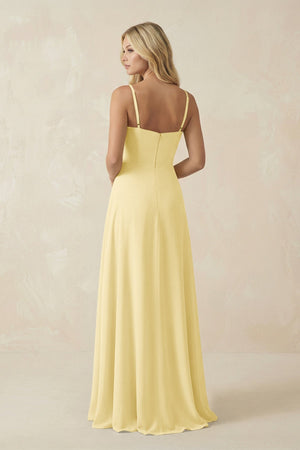 Spaghetti Strap Chiffon A - Line Bridesmaid Dress in Pastel Yellow - KISS BRIDAL Bridesmaid Dresses