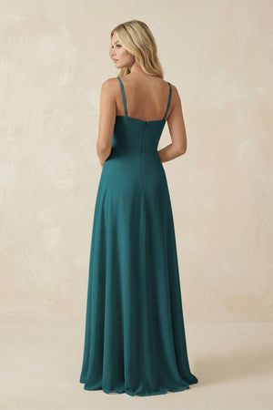 Spaghetti Strap Chiffon A - Line Bridesmaid Dress in Pine - KISS BRIDAL Bridesmaid Dresses