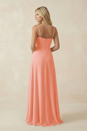 Spaghetti Strap Chiffon A - Line Bridesmaid Dress in Rosette - KISS BRIDAL Bridesmaid Dresses