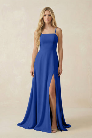 Spaghetti Strap Chiffon A - Line Bridesmaid Dress in Royal Blue - KISS BRIDAL Bridesmaid Dresses
