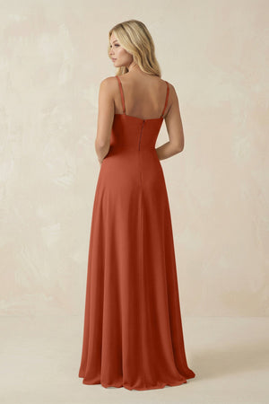 Spaghetti Strap Chiffon A - Line Bridesmaid Dress in Spice - KISS BRIDAL Bridesmaid Dresses