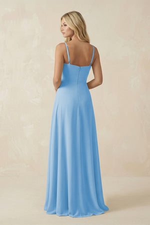 Spaghetti Strap Chiffon A - Line Bridesmaid Dress in Steel Blue - KISS BRIDAL Bridesmaid Dresses