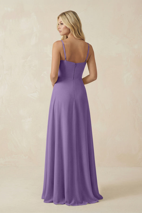 Spaghetti Strap Chiffon A - Line Bridesmaid Dress in Tahiti - KISS BRIDAL Bridesmaid Dresses