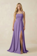 Spaghetti Strap Chiffon A - Line Bridesmaid Dress in Tahiti - KISS BRIDAL Bridesmaid Dresses