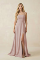 Spaghetti Strap Chiffon A-Line Bridesmaid Dress in Toffee | KISSBRIDAL