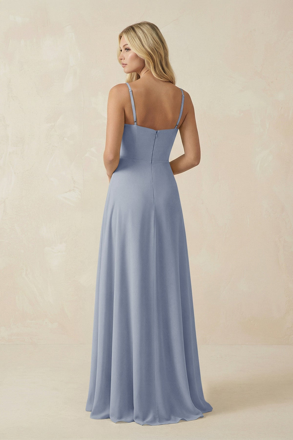 Spaghetti Strap Chiffon A - Line Bridesmaid Dress in Twilight - KISS BRIDAL Bridesmaid Dresses