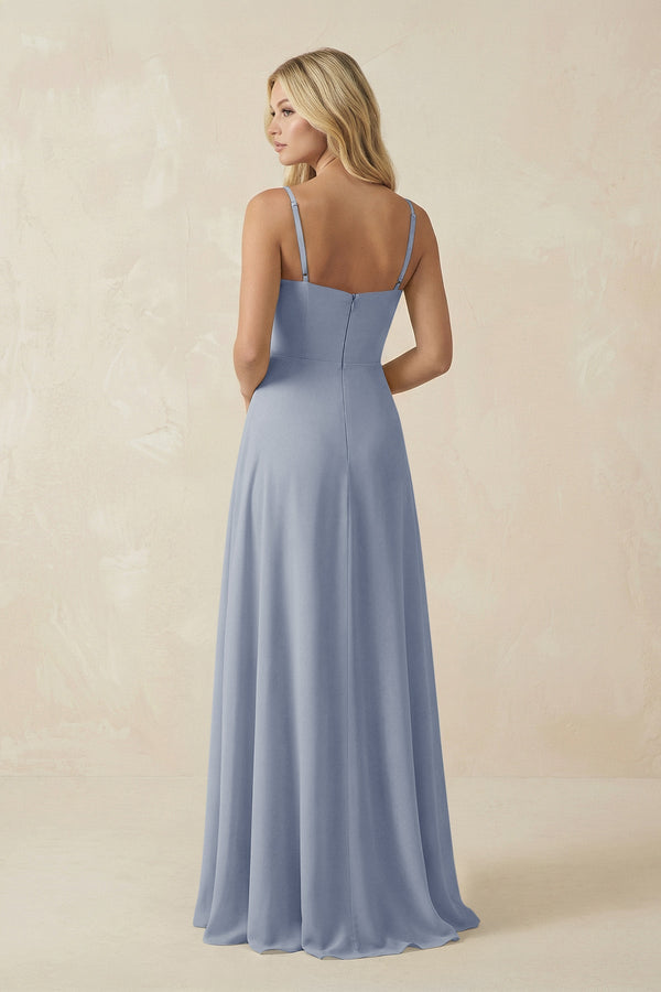 Spaghetti Strap Chiffon A - Line Bridesmaid Dress in Twilight - KISS BRIDAL Bridesmaid Dresses