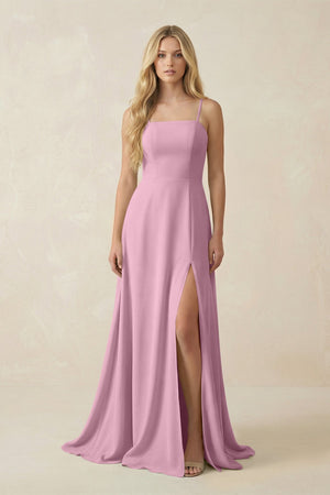Spaghetti Strap Chiffon A - Line Bridesmaid Dress in Vintage Mauve - KISS BRIDAL Bridesmaid Dresses