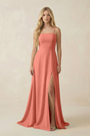 Spaghetti Strap Chiffon A - Line Bridesmaid Dress in Wild Rose - KISS BRIDAL Bridesmaid Dresses