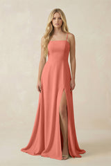 Spaghetti Strap Chiffon A - Line Bridesmaid Dress in Wild Rose - KISS BRIDAL Bridesmaid Dresses