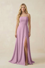 Spaghetti Strap Chiffon A - Line Bridesmaid Dress in Wisteria - KISS BRIDAL Bridesmaid Dresses