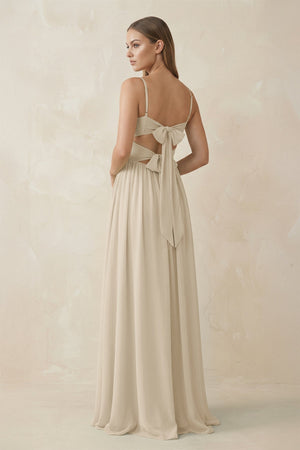 Spaghetti Strap Pleated A - Line Chiffon Bridesmaid Dress in Champagne - KISS BRIDAL Bridesmaid Dresses
