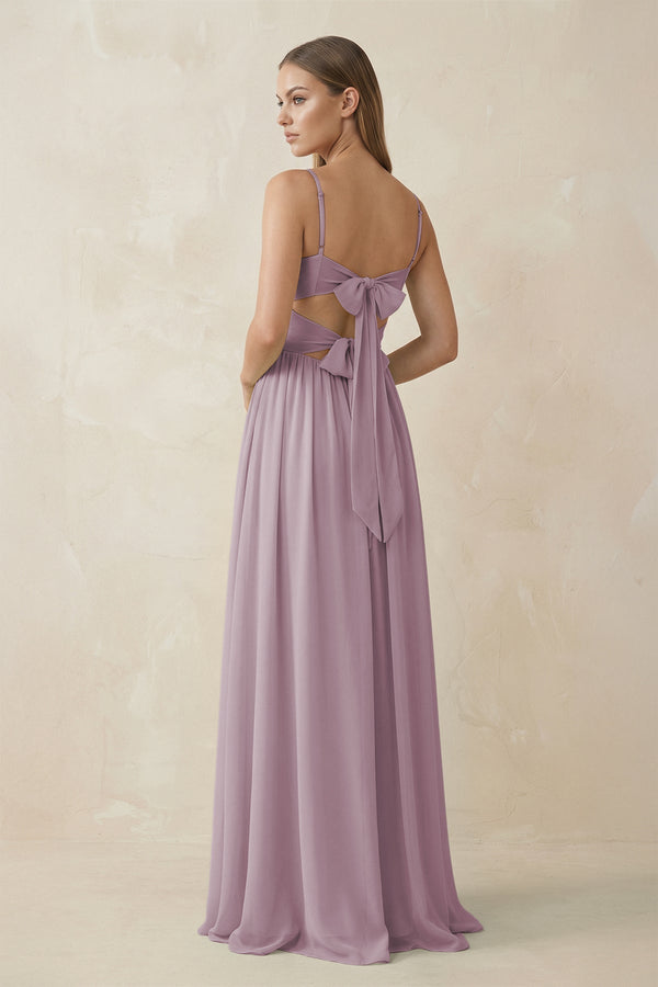 Spaghetti Strap Pleated A - Line Chiffon Bridesmaid Dress in Dusk - SHE IS ME Bridesmaid Dresses
