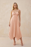 Spaghetti Strap Pleated A - Line Chiffon Midi Bridesmaid Dress in English Rose - KISS BRIDAL Bridesmaid Dresses