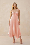 Spaghetti Strap Pleated A - Line Chiffon Midi Bridesmaid Dress in Rose Petal - KISS BRIDAL Bridesmaid Dresses