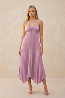 Spaghetti Strap Pleated A - Line Chiffon Midi Bridesmaid Dress in Vintage Mauve - KISS BRIDAL Bridesmaid Dresses