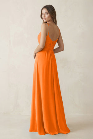 Spaghetti Strap Ruched Chiffon A - Line Bridesmaid Dress in Cinnamon - SHE IS ME Bridesmaid Dresses
