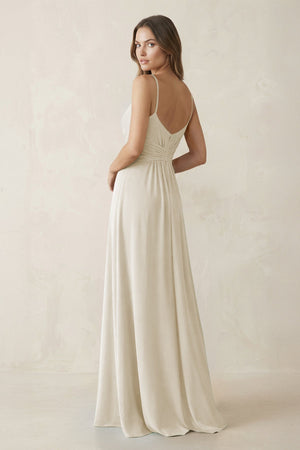 Spaghetti Strap Ruched Chiffon A - Line Bridesmaid Dress in Dove Gray - SHE IS ME Bridesmaid Dresses