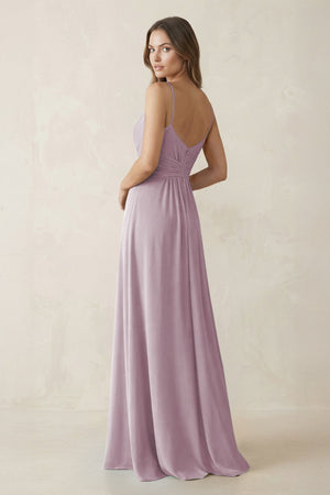 Spaghetti Strap Ruched Chiffon A - Line Bridesmaid Dress in Dusk - SHE IS ME Bridesmaid Dresses