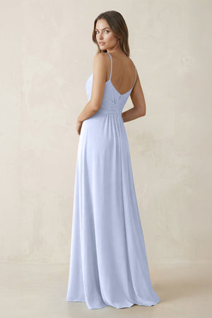 Spaghetti Strap Ruched Chiffon A - Line Bridesmaid Dress in Ice - SHE IS ME Bridesmaid Dresses