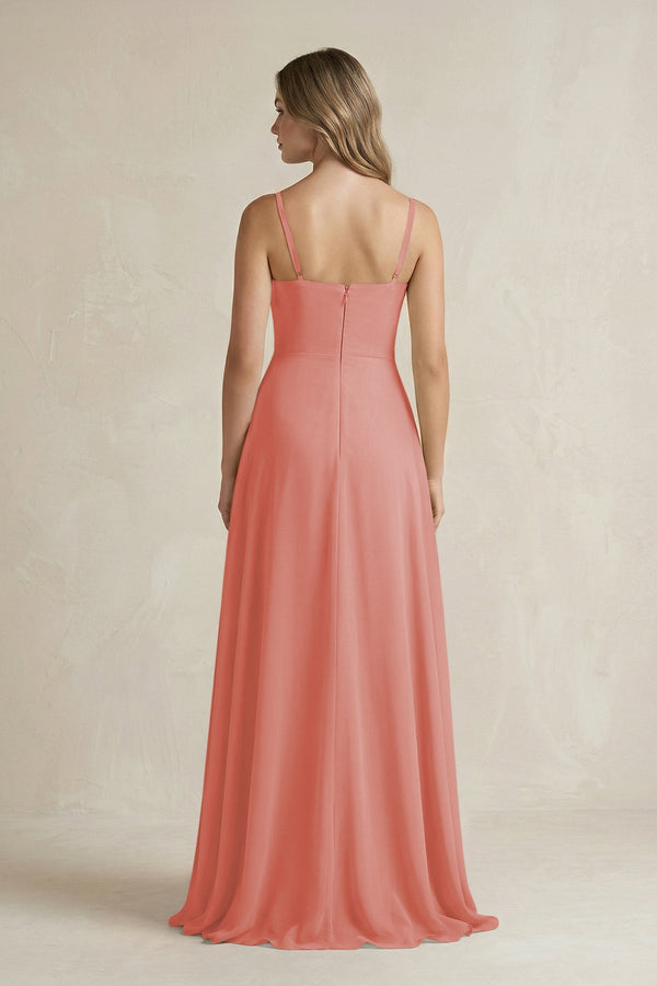 Spaghetti Strap Ruffled A - Line Chiffon Bridesmaid Dress in Mulberry - SHE IS ME Bridesmaid Dresses