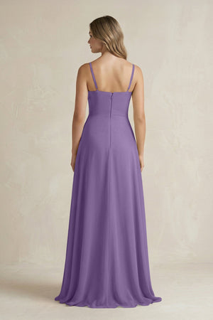 Spaghetti Strap Ruffled A - Line Chiffon Bridesmaid Dress in Tahiti - KISS BRIDAL Bridesmaid Dresses