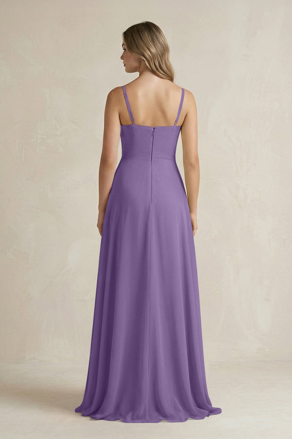Spaghetti Strap Ruffled A - Line Chiffon Bridesmaid Dress in Tahiti - KISS BRIDAL Bridesmaid Dresses